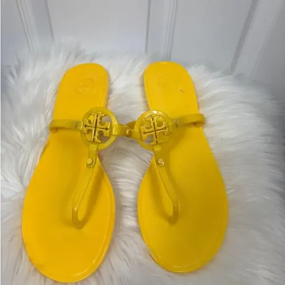 Tory Burch Mini Miller Flat Jelly Thong Sandals Yellow Size 9 - Picture 2 of 3